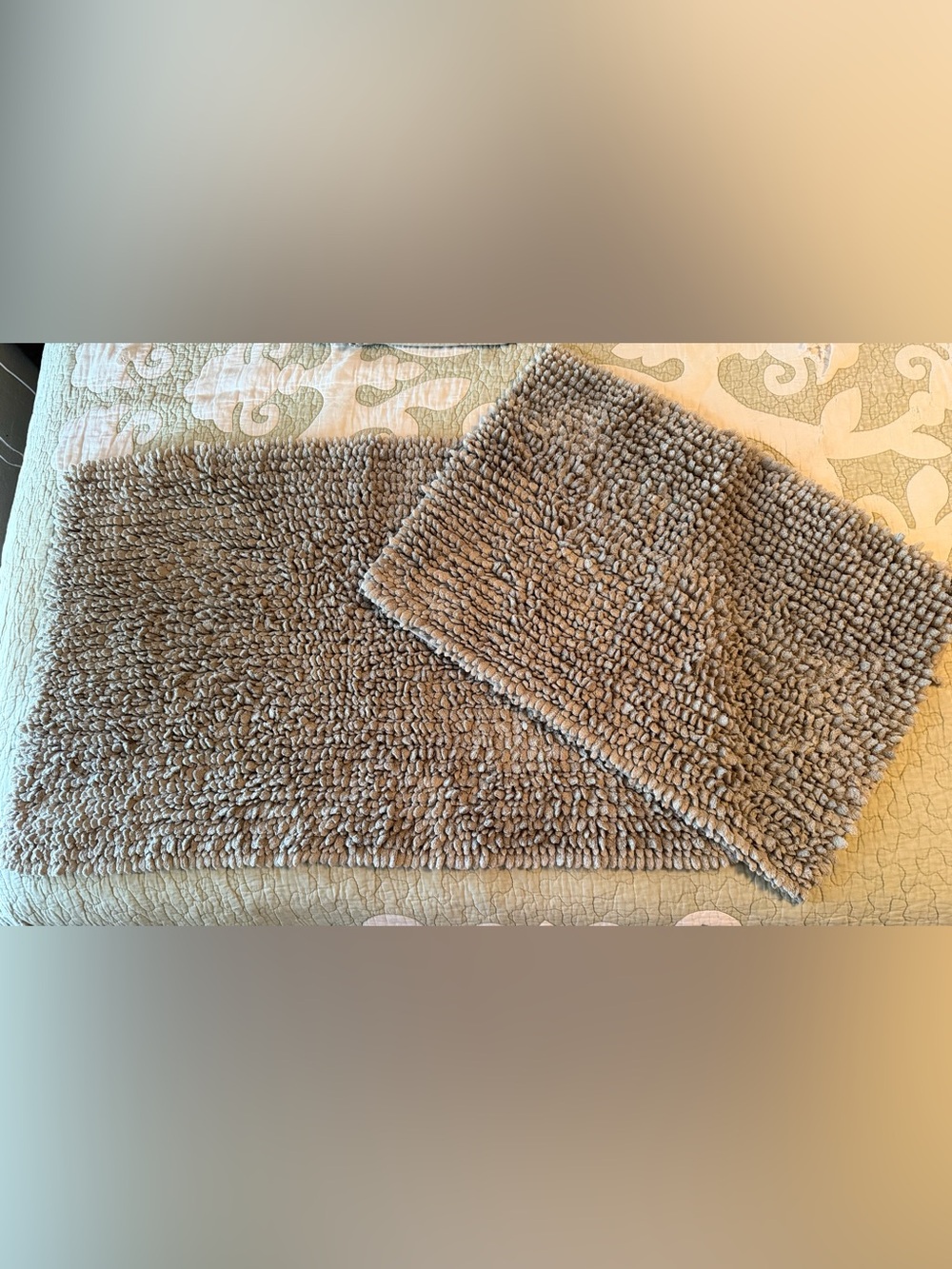 Elle Decor Sage green Chenille Bath Rugs - Set of 2 sizes 17” x 24” and 21” x 32